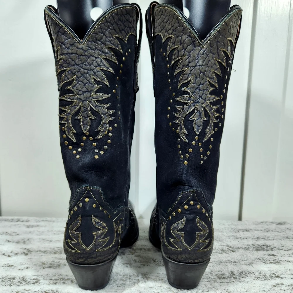 Dan Post "Invy" Studded Western Boots Black Leather DP3582 | Women's Size 8 - Picture 9 of 16